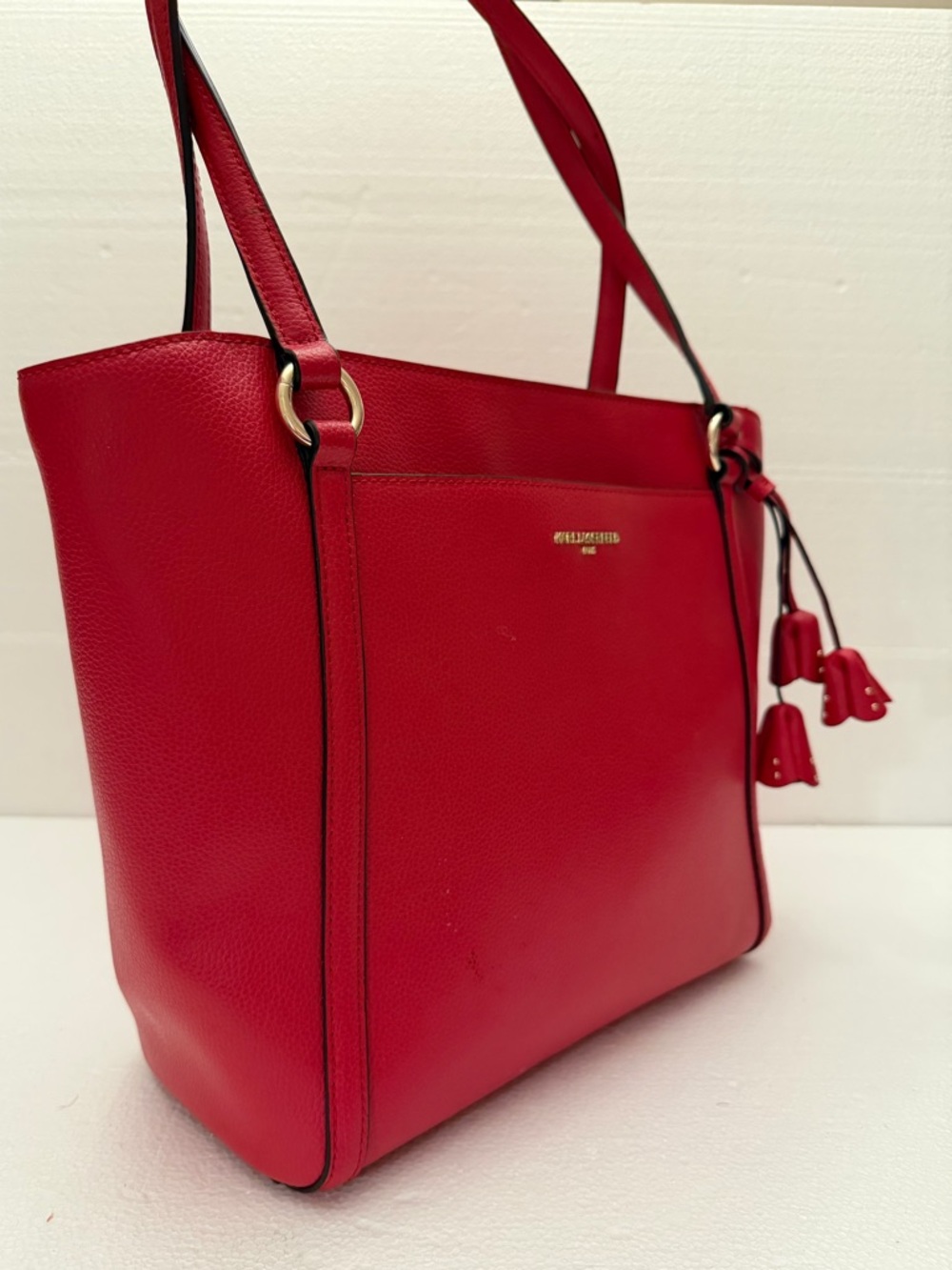 Karl Lagerfeld Paris Iris Hermine Red Leather Tote Bag